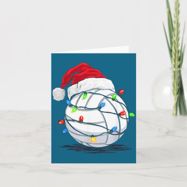 Funny Volleyball Ball Christmas Graphics Lights Lo Card (Front)