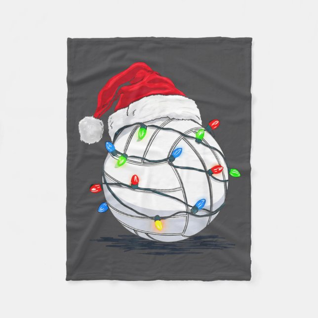 Funny Volleyball Ball Christmas Graphics Lights Lo Fleece Blanket (Front)
