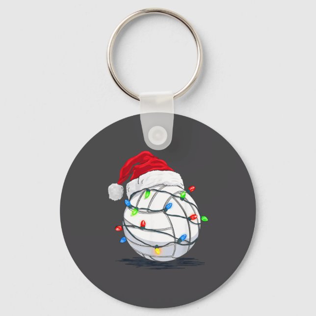 Funny Volleyball Ball Christmas Graphics Lights Lo Key Ring (Front)