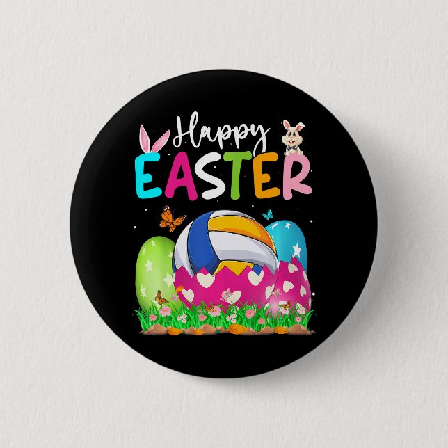 Funny Volleyball Ball Hatched From Egg Easter Day 6 Cm Round Badge (Front)