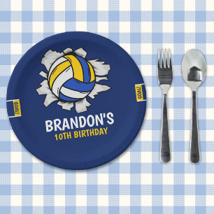 Funny Volleyball Boy Birthday Paper Plate