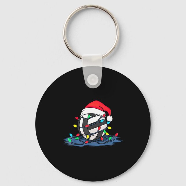 Funny Volleyball Christmas Graphics Lights Lover P Key Ring (Front)