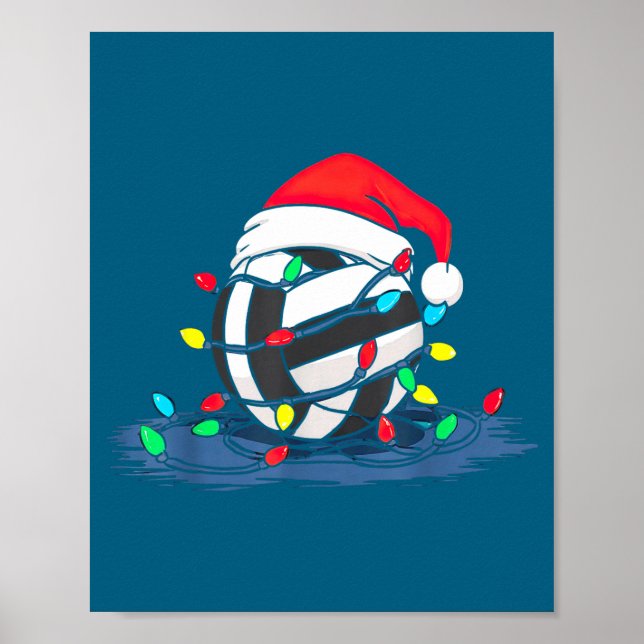 Funny Volleyball Christmas Graphics Lights Lover P Poster (Front)