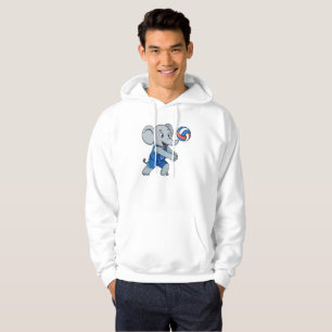 Funny Volleyball Elephant Sports White Hoodie