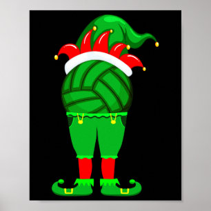 Funny Volleyball Elf Christmas Family Matching Xma Poster