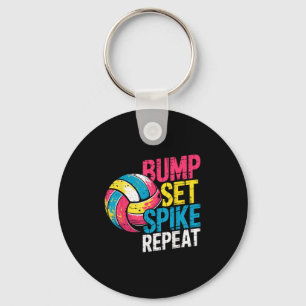 Funny Volleyball Joke Bump Set Spike Repeat Player Key Ring
