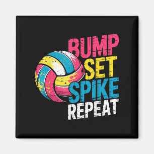 Funny Volleyball Joke Bump Set Spike Repeat Player Magnet