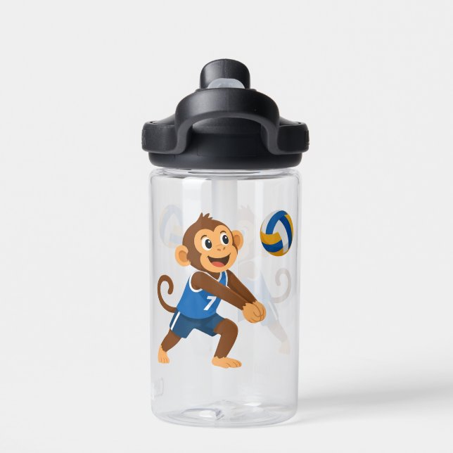 Funny Volleyball Monkey Athlete Smart Water Bottle (Back)