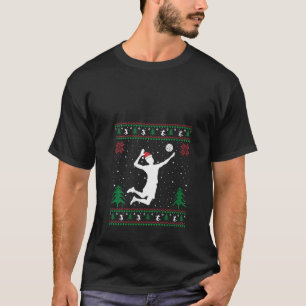 Funny Volleyball Player Santa Hat Ugly Christmas S T-Shirt
