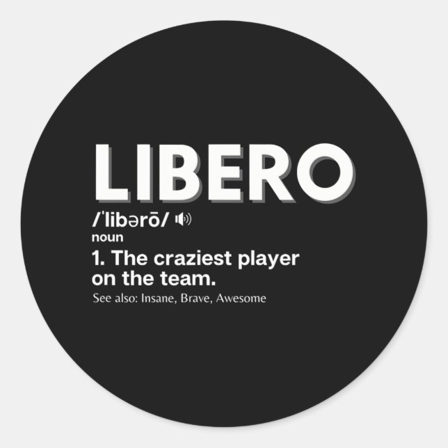 Funny Volleyball Players Libero Classic Round Sticker (Front)