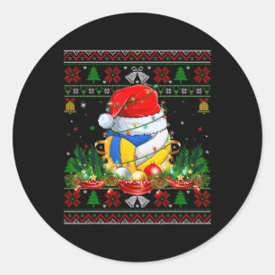 Funny Volleyball Santa Claus Hat Ugly Christmas Sw Classic Round Sticker