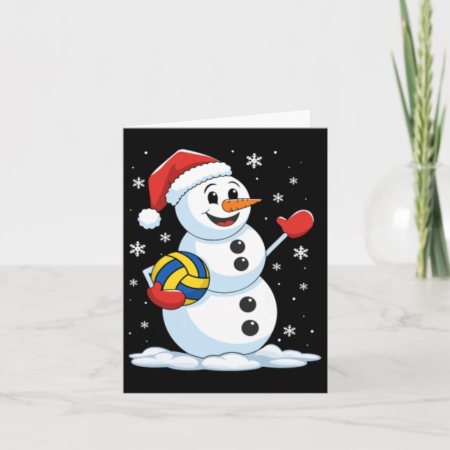 Funny Volleyball Snowman Christmas Volleyball Play Card (Front)