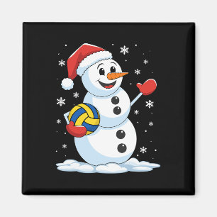 Funny Volleyball Snowman Christmas Volleyball Play Magnet
