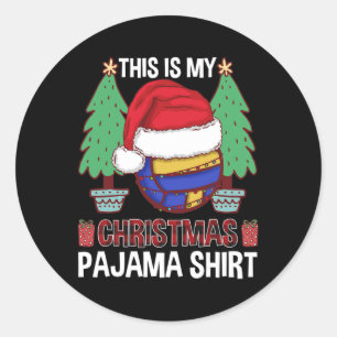 Funny Volleyball Team Ugly Christmas Lights Pajama Classic Round Sticker