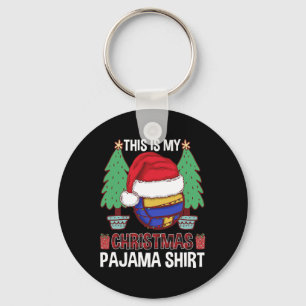 Funny Volleyball Team Ugly Christmas Lights Pajama Key Ring