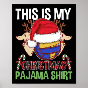 Funny Volleyball Team Ugly Christmas Lights Pajama Poster