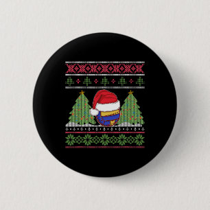 Funny Volleyball Team Ugly Sweater Christmas Light 6 Cm Round Badge