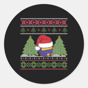 Funny Volleyball Team Ugly Sweater Christmas Light Classic Round Sticker