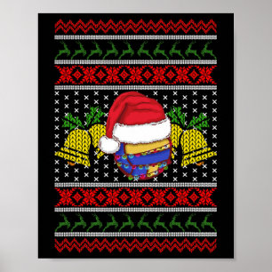 Funny Volleyball Team Ugly Sweater Christmas Light Poster