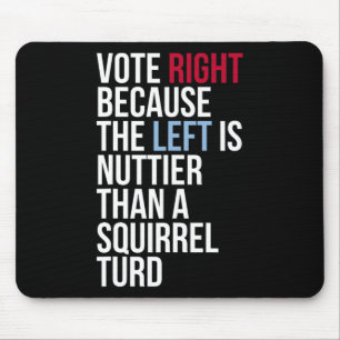Funny Vote Right Left Nuttier Squirrel Anti Democr Mouse Pad