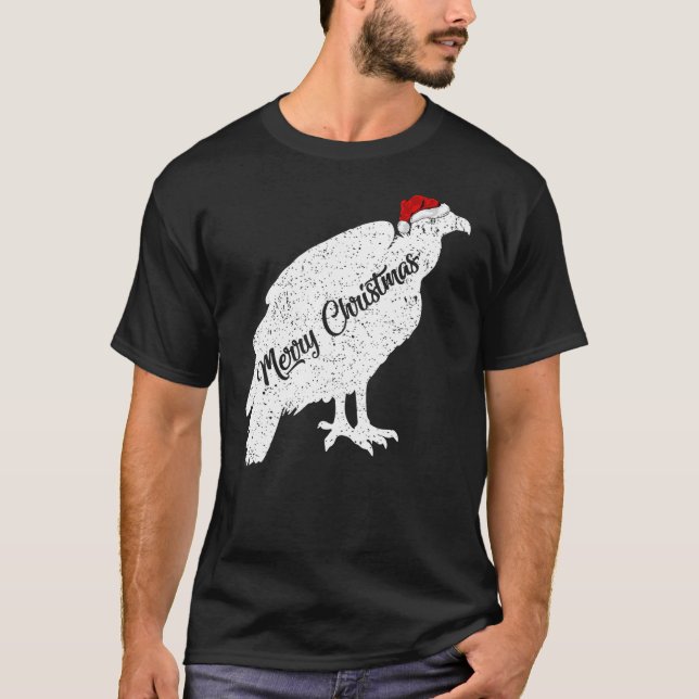 Funny Vulture Bird Lover Xmas Santa Hat Vulture Ch T-Shirt (Front)