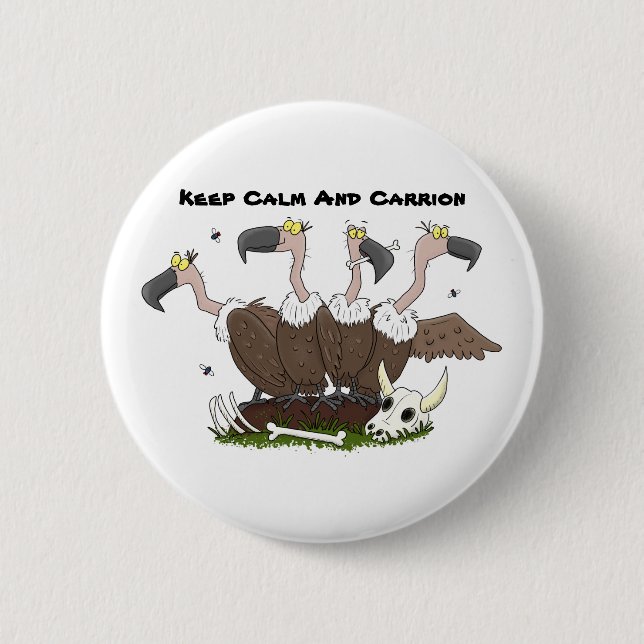 Funny vultures humour cartoon 6 cm round badge (Front)