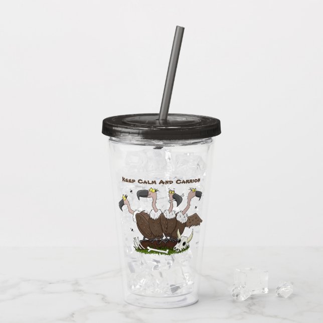 Funny vultures humour cartoon acrylic tumbler (Back Ice)
