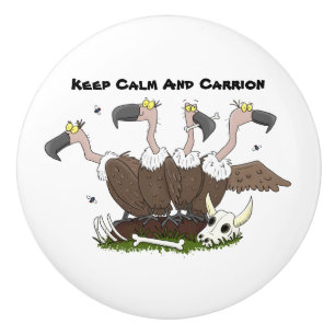 Funny vultures humour cartoon ceramic knob
