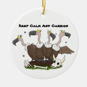 Funny vultures humour cartoon ceramic ornament