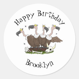 Funny vultures humour cartoon classic round sticker
