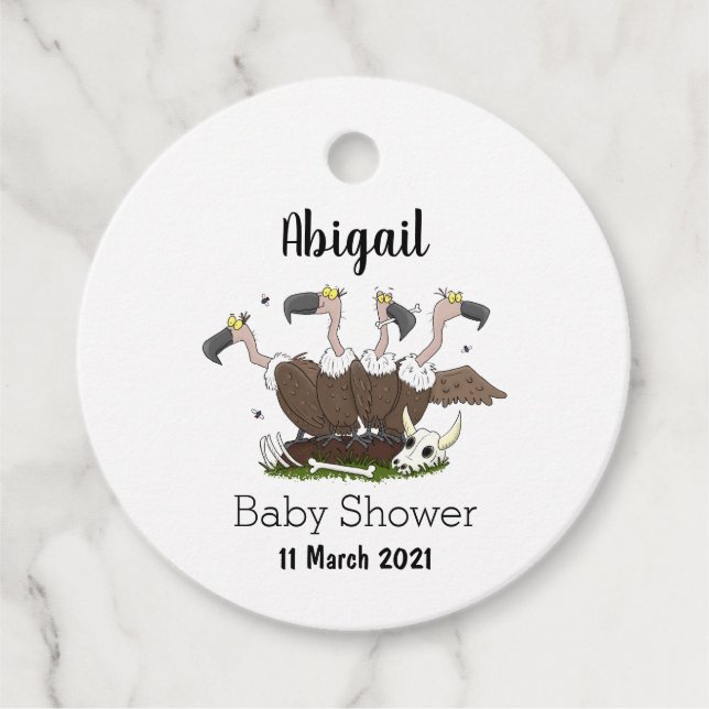 Funny vultures humour cartoon favour tags (Front)