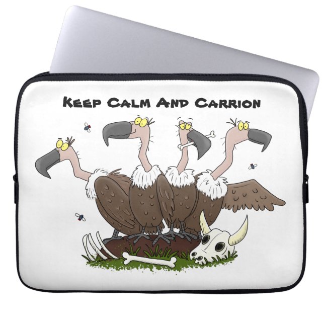 Funny vultures humour cartoon laptop sleeve (Front)