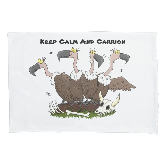 Funny vultures humour cartoon pillowcase (Front)