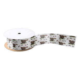 Funny vultures humour cartoon satin ribbon