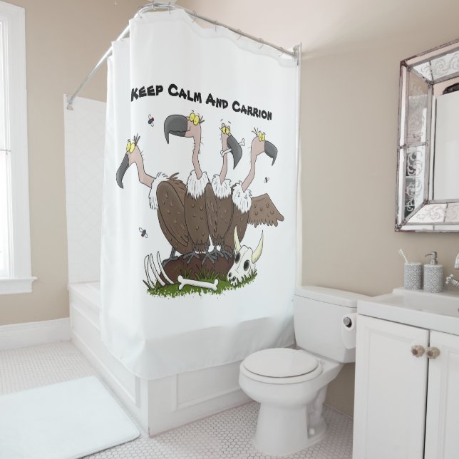 Funny vultures humour cartoon shower curtain (In Situ)