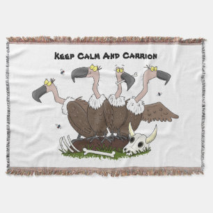 Funny vultures humour cartoon throw blanket