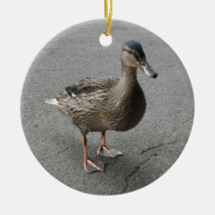 Funny Waddling Duck Custom Birthday Ceramic Tree Decoration
