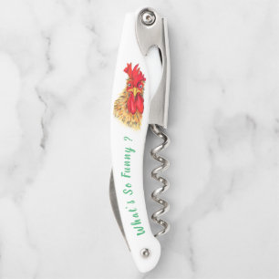 Funny Waiter's Corkscrew Playful Rooster Your Text