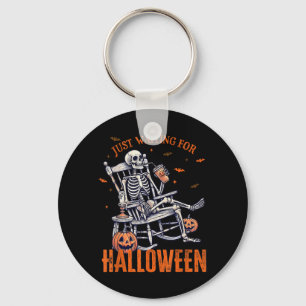 Funny Waiting For Halloween Skeleton Spooky Vibe Key Ring