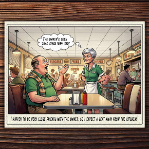 Funny Waitress Life Restaurant Humour Postcard