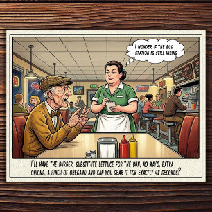 Funny Waitress Life Restaurant Humour Postcard