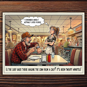 Funny Waitress Life Restaurant Humour Postcard