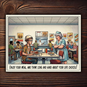 Funny Waitress Life Restaurant Humour Postcard