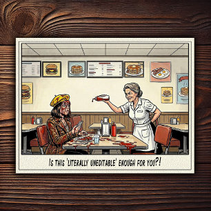 Funny Waitress Life Restaurant Humour Postcard