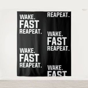 Funny Wake Fast Repeat Graphic Sarcastic Tapestry