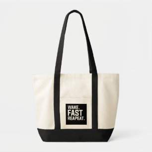Funny Wake Fast Repeat Graphic Sarcastic Tote Bag