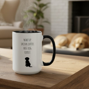 Funny Wake Up Drink Coffee Hug Dog Mum Mug