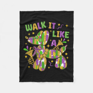 Funny Walk It Like A Dog Mardi Gras Groovy Fleece Blanket