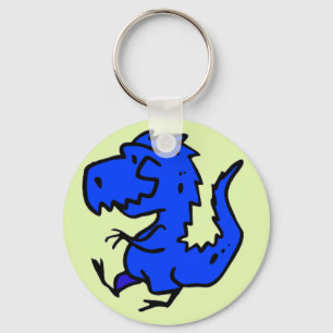 Funny walking blue dino key ring