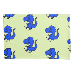 Funny walking blue dino pillowcase